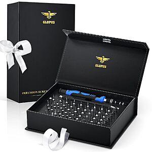 60-Pc GLOPUS Precision Screwdriver Repair Kit with 57 Bits & Magnetic Storage Box