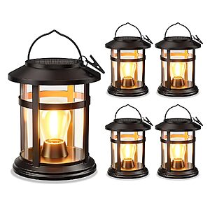Prime Members: 4-Pk BONLION Solar Hanging Lanterns Outdoor LED Lights (Warm White) $23.45 + Free S&H