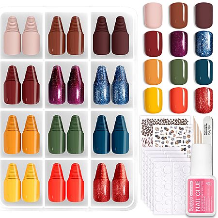 360-Piece Beetles Press On Nails Kit w/ Nail Glue & Stickers (Festival Glow, Short Square) $6.64 w/ S&S + Free Shipping w/ Prime or on $35+