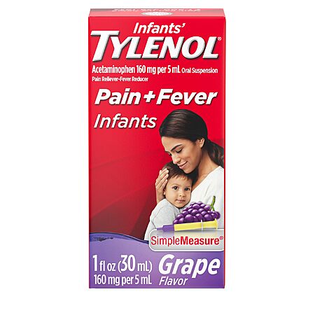1-Oz Tylenol Infants' Fever Reducer & Pain Reliever Medicine (Grape) $2.84 w/ S&S + Free Shipping w/ Prime or on orders over $35