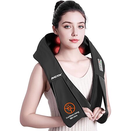AMZPONY Cordless Shiatsu Deep Tissue Neck and Back Massager w/ Heat $21.59 + Free Shipping w/ Prime or on $35+