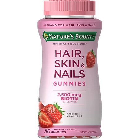 80-Count Nature's Bounty Hair, Skin & Nails Vitamin Gummies w/ Biotin (Strawberry) $3.49 w/ S&S + Free Shipping w/ Prime or on $35+