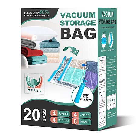 20-Pack WTREE Vacuum Storage Space Saver Bags w/ Hand Pump $13.49 + Free Shipping w/ Prime or on $35+