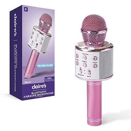 Claire's Kids' Bluetooth Wireless Karaoke Microphone w/ Voice Effects, Echo, USB-C Charging $11 + Free Shipping w/ Prime or on $35+