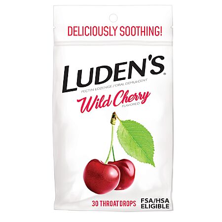 30-Count Luden's Sore Throat Relief Lozenges (Wild Cherry) $1.25 w/ S&S + Free Shipping w/ Prime or on $35+