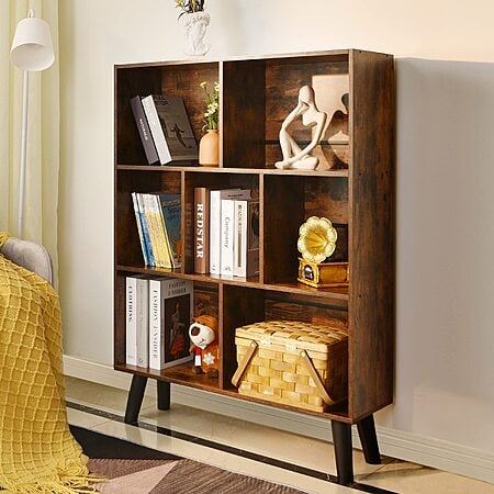 43.31" 3-Tier LEYAOYAO Cube Bookshelf Mid-Century Rustic Brown Modern Bookcase (Retro Brown) $50.99 + Free Shipping