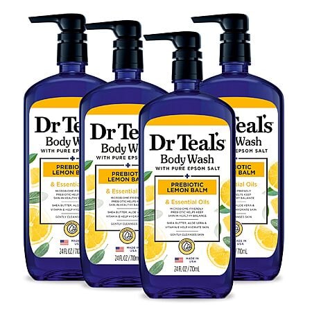 4-Pack 24-Oz Dr Teal's Body Wash with Pure Epsom Salt (Prebiotic Lemon Balm & Sage) $16.90 ($4.22 each) w/ S&S + Free Shipping w/ Prime or on $35+