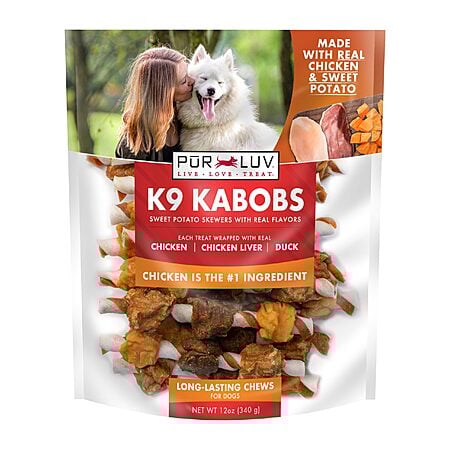 12-Oz Pur Luv K9 Kabobs Dog Treats with Real Chicken, Duck, and Sweet Potato $6.29 w/ S&S + Free Shipping w/ Prime or on $35+