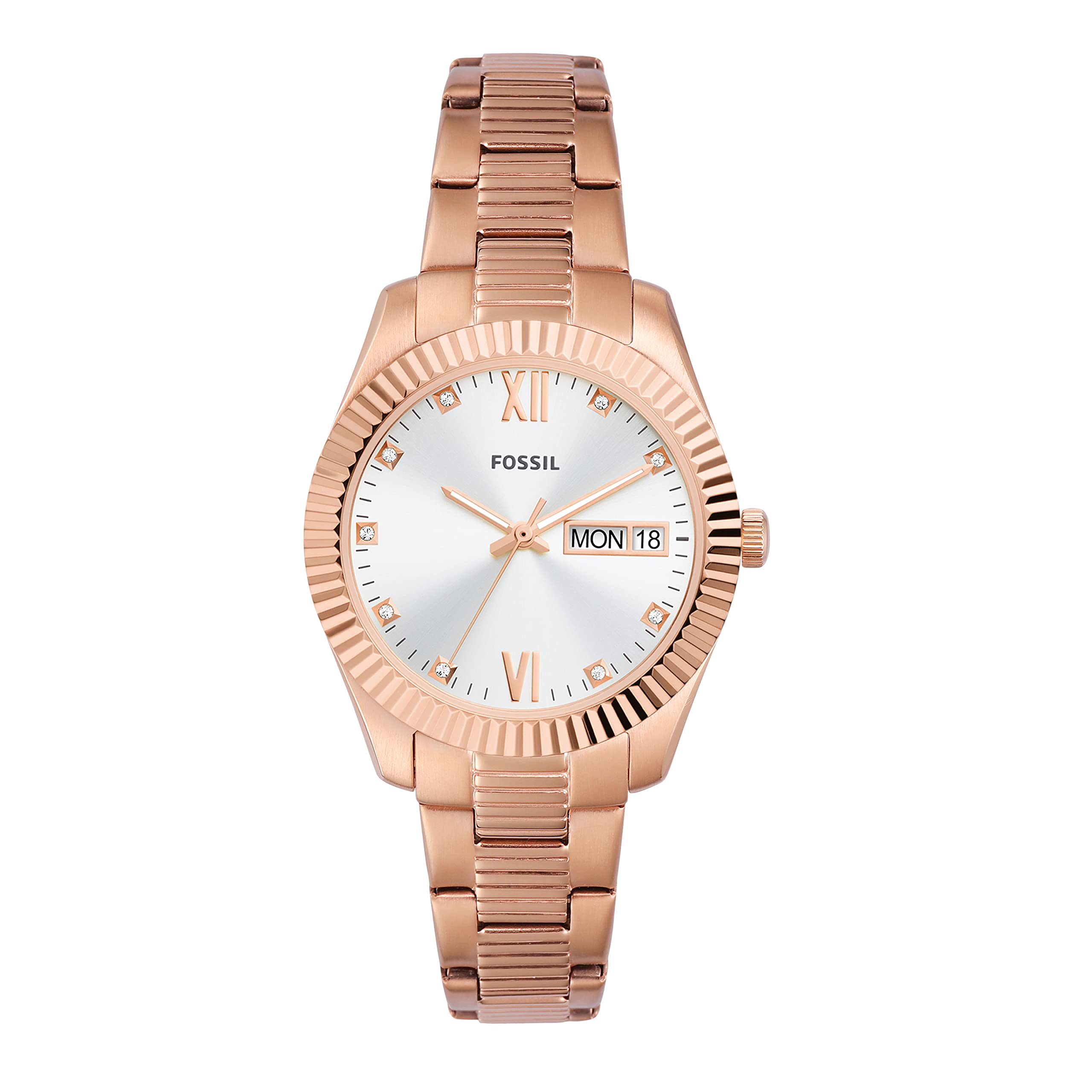 32mm Fossil Women's Scarlette Stainless Steel Quartz Watch (Rose Gold/Silver) $56 + Free Shipping