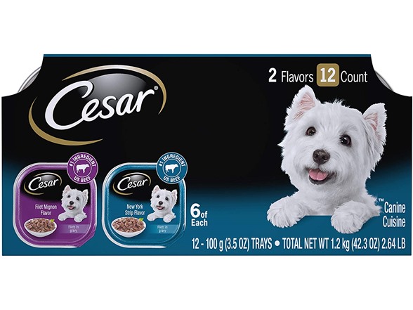 12-Pack 3.5-Oz Cesar Gourmet Wet Dog Food (Filet Mignon & New York Strip) $4 + Free Shipping w/ Amazon Prime