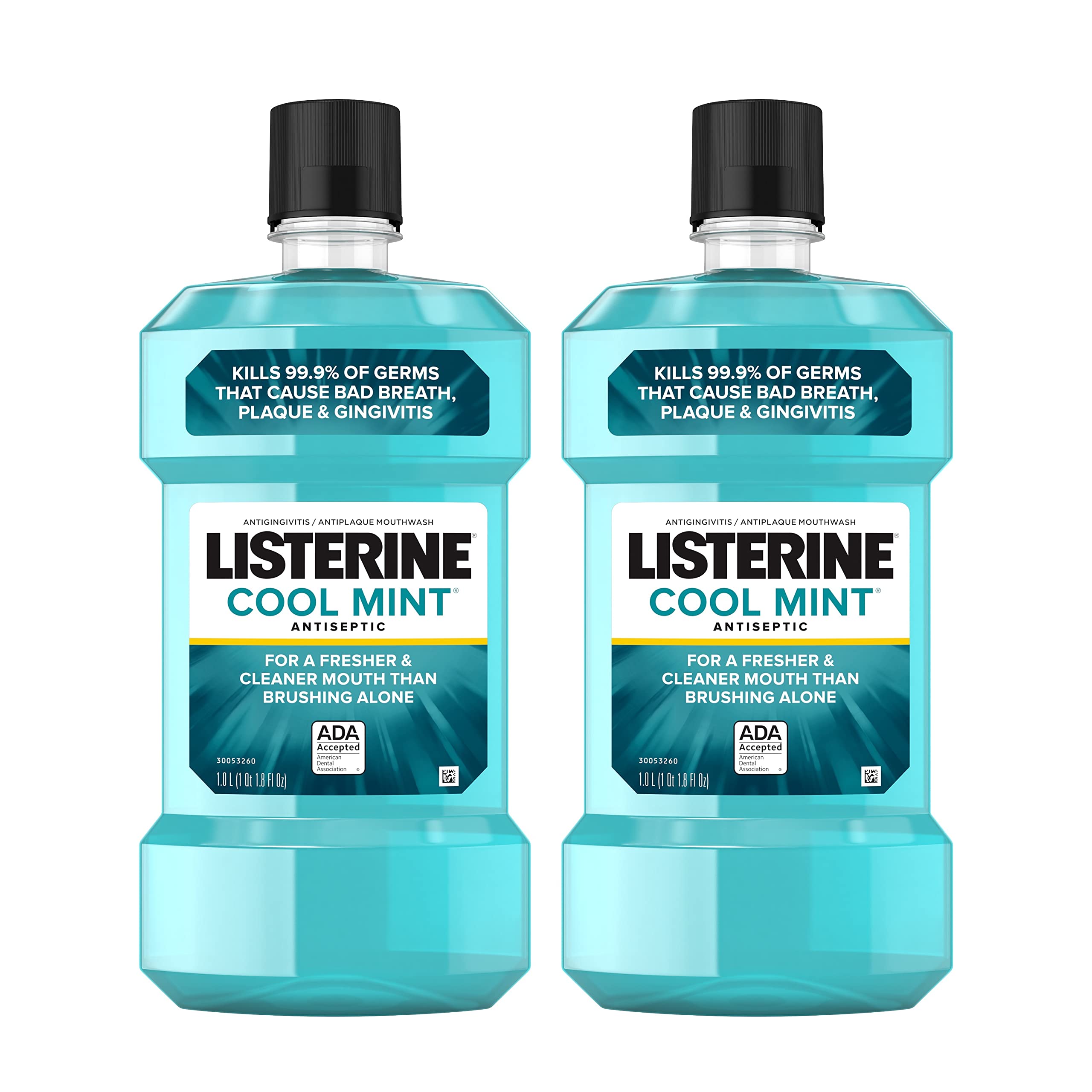 2-Pack 1-Liter Listerine Antiseptic Antibacterial Mouthwash (Cool Mint) $7.93 w/ S&S + Free Shipping w/ Prime or on $35+