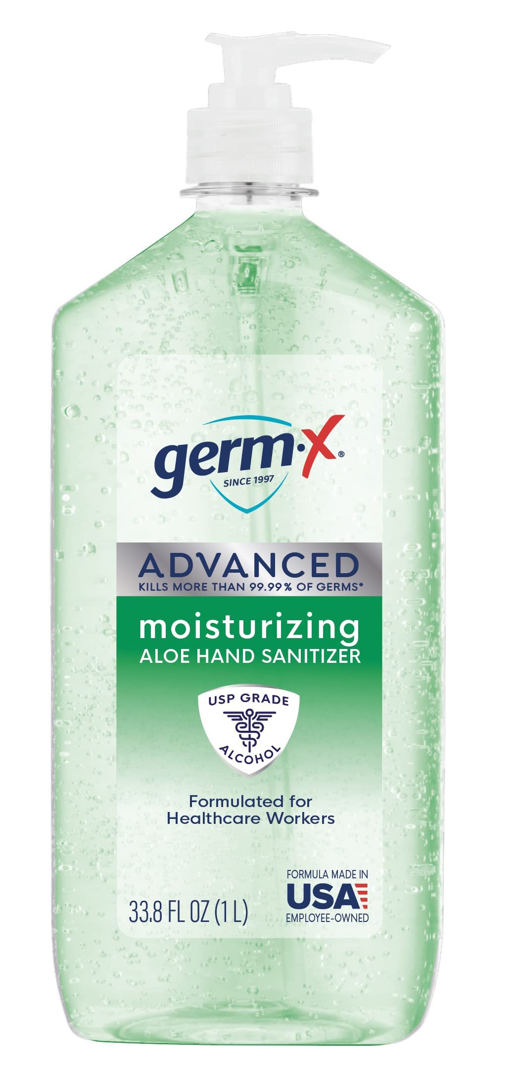 1Liter GermX Advanced Moisturizing Gel Hand Sanitizer Pump Bottle w