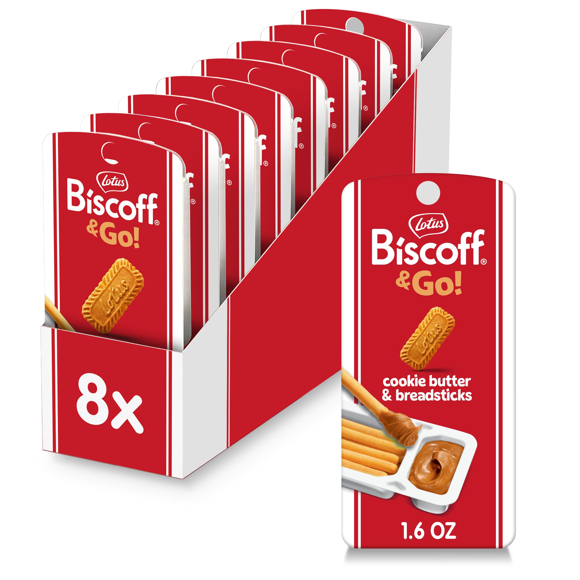 8Pack 1.6Ounce Lotus Biscoff & Go Cookie Butter & Breadsticks Snack