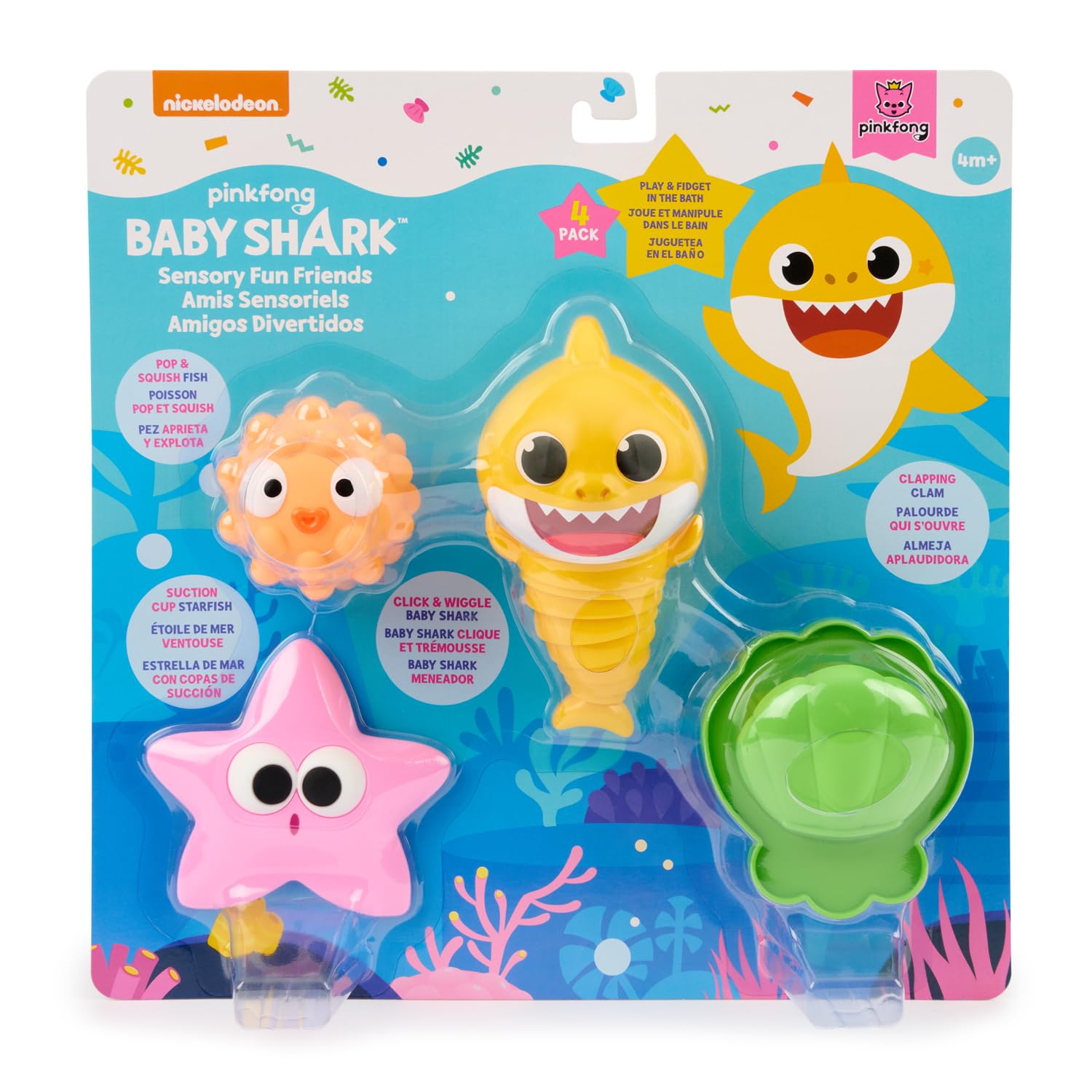 4 Pack Baby Shark Sensory Fun Friends Baby Fidget Toys 9.37