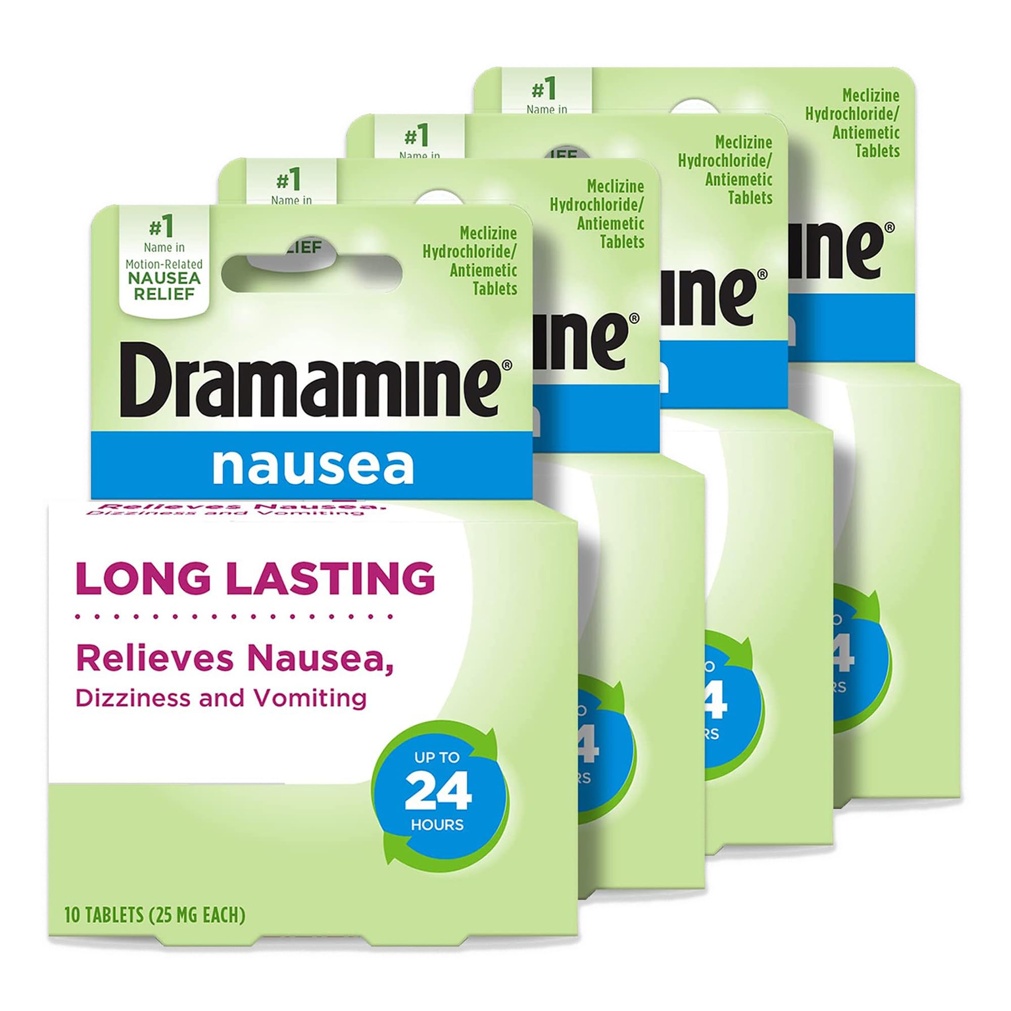 4-Pack 10-Count Dramamine Nausea Long Lasting Relief Tablets $11.57 w/ S&S + Free Shipping w/ Prime or on $35+