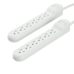 2-Pack onn 6 AC Outlet 500-Joule Surge Protector w/ 2.5' Cord (White) $4.85