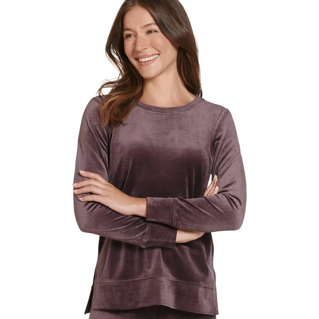 Jockey Women's Velvet Crew Sweatshirt (Sizes S, M, or L, Raisin Color) $4 + Free Shipping