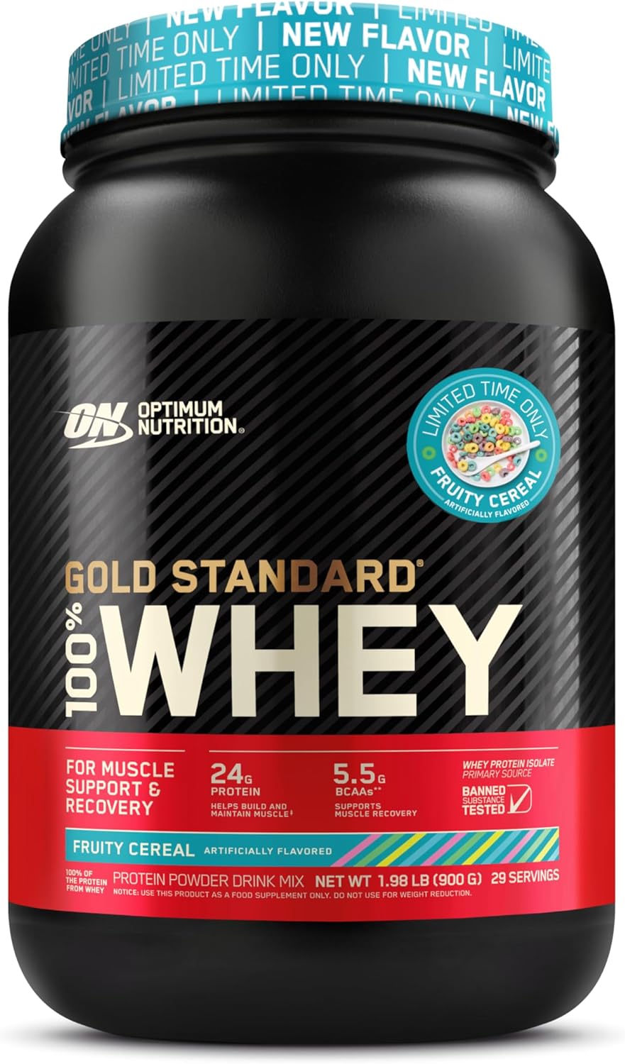 2-Lbs Optimum Nutrition Gold Standard 100% Whey Protein Powder: Fruity Cereal $22.79, Cinnamon Roll $23.74 w/ S&S + Free Shipping w/ Prime or on $35+