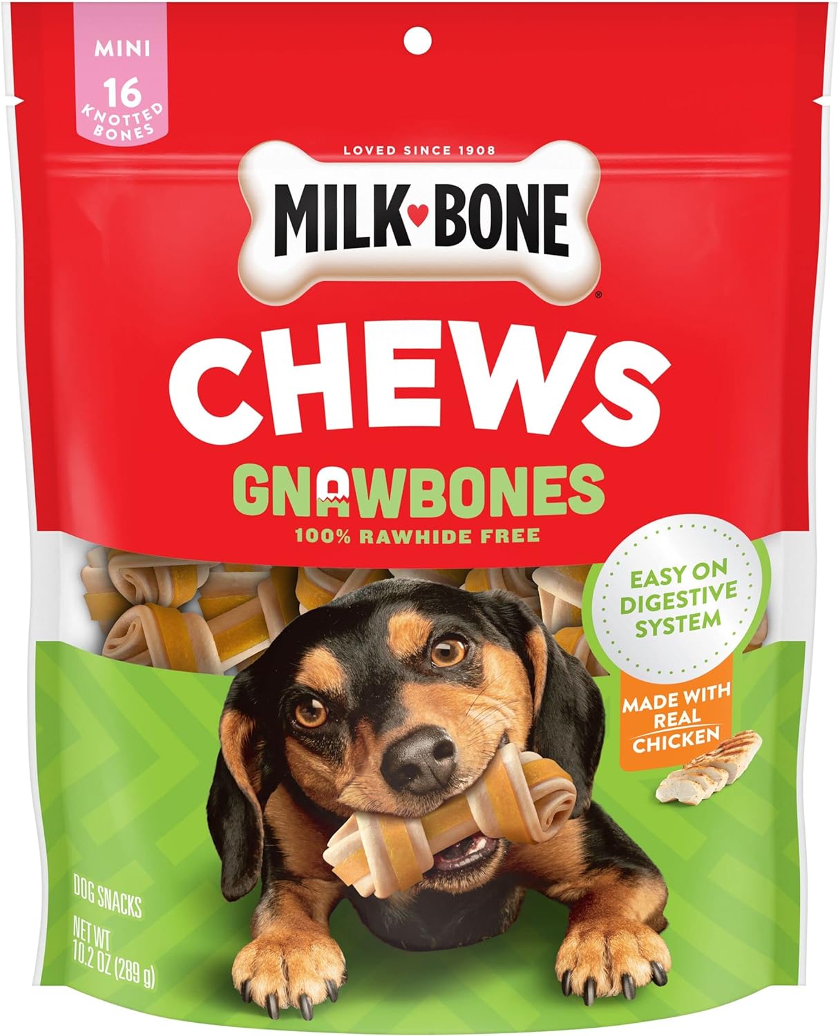 Milk-Bone Chews GnawBones Mini Knotted Bones Dog Treats (Chicken): 16-Count $6.25, 30-Count $10.15 w/ S&S + Free Shipping w/ Prime or on $35+