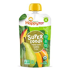4.22-Ounce Happy Tot Superfoods Stage 4 Organics Toddler Food Pouch (Pear Mango Spinach) $0.89 + Free Store Pickup ($10 Min) at Walgreens or FS on $35+