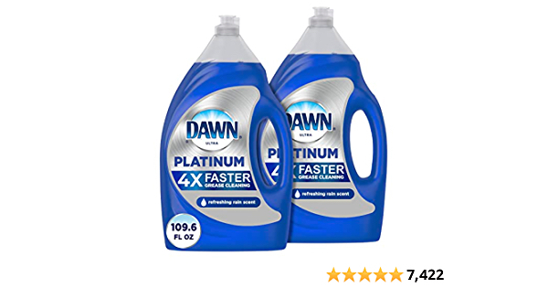 Dawn Platinum Dish Soap Liquid, Dishwashing Liquid, Dish Detergent Liquid, Dish Liquid, Refreshing Rain Scent, 54.9 fl oz (Pack of 2), Dish Soap Bulk - $10.54
