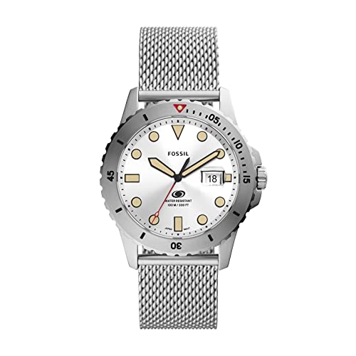 Fossil Men's Fossil Blue Quartz Stainless Steel Mesh Three-Hand Watch, Color: Silver (Model: FS5948) $68.8