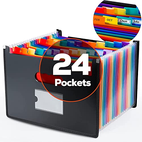 Ultra-Large Accordion File Organizer, 24 Pockets Legal File Folder, Colorful Edge-Wrapped Hot-Pressing Expandable Sorter Fit Legal/Letter+ Free Shipping $17.97