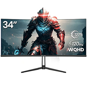 CRUA 34-inch IPS Curved Gaming Monitor $198.99