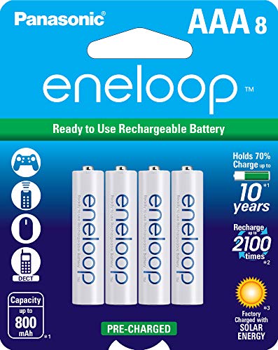 Panasonic BK-4MCCA8BA eneloop AAA 2100 Cycle Ni-MH Pre-Charged Rechargeable Batteries, 8-Battery Pack 16.99 $16.99
