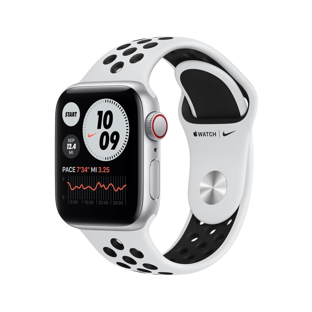 Apple Watch Nike SE (1st Gen) GPS + Cellular, 40mm Silver Aluminum Case with Pure Platinum/Black Nike Sport Band - Regular https://www.walmart.com/ip/880124355 - $202