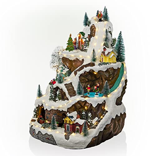 Alpine Corporation 18" H Indoor Animated Winter Wonderland Set with LED Lights and Music $64.39