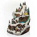 Alpine Corporation 18&quot; H Indoor Animated Winter Wonderland Set with LED Lights and Music $64.39