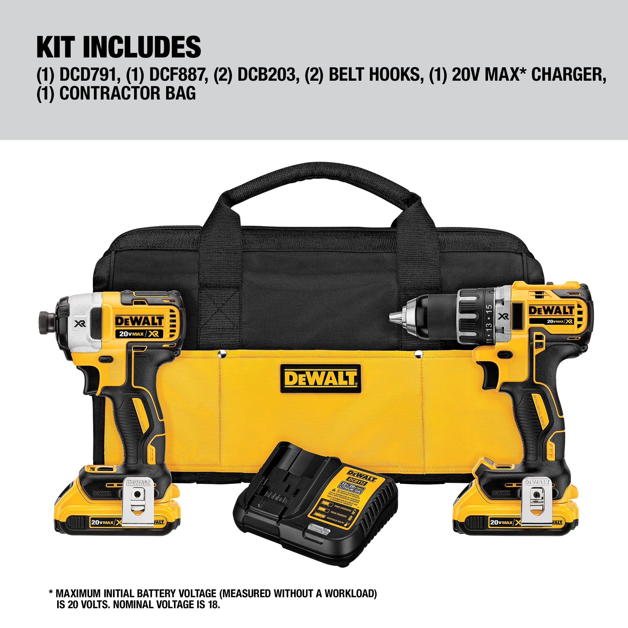 DEWALT  XR 2-Tool 20-Volt Max Brushless Power Tool Combo Kit with Soft Case (2-Batteries and charger Included) ($153.37) $153.36