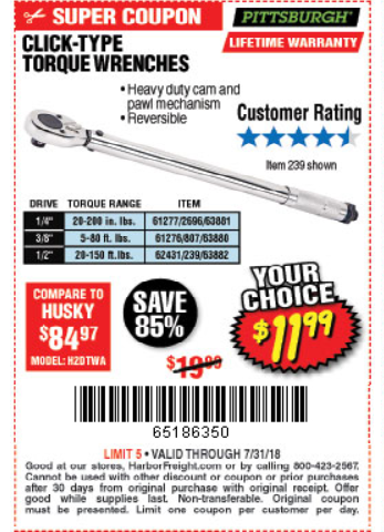 freight harbor torque wrenches ymmv each deal