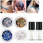 urlhasbeenblocked Body Glitter 4 Colors Holographic Chunky Glitter with 2pcs Long Lasting Fix Gel for Face, Body, Hair and Nail $9.59