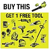 FREE tool of choice with purchase of Ryobi Cordless Battery Leaf Blower with 4.0 Ah Battery and Charger $149