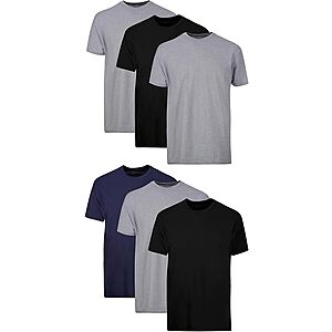 6-Pk Men's Hanes Stay-Tucked Soft Cotton Undershirts (Black/Grey/Blue)
