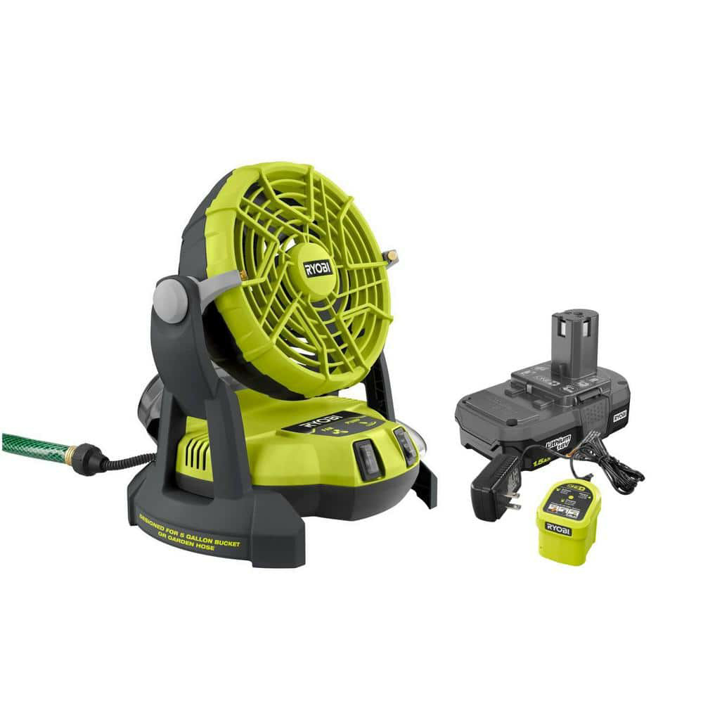 Ryobi Misting Fan Kit with 1.5ah Battery IN STORE ONLY $74.00 YMMV at Home Depot