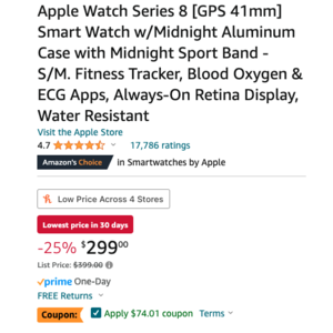  Apple Watch Series 7 [GPS 45mm] Smart Watch w/Midnight Aluminum  Case with Midnight Sport Band. Fitness Tracker, Blood Oxygen & ECG Apps,  Always-On Retina Display, Water Resistant : Electronics