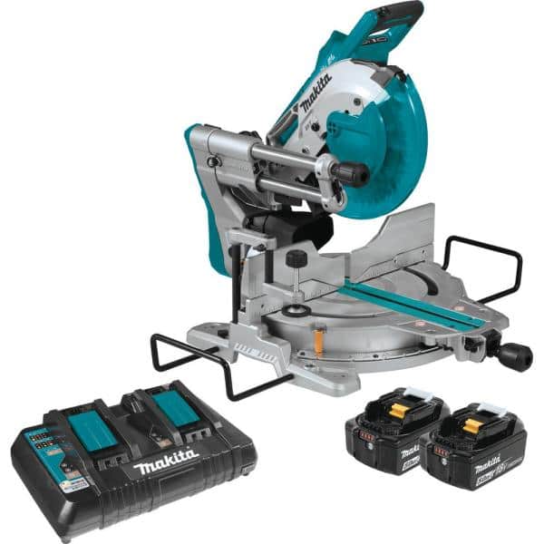 Makita 18-Volt 5.0Ah X2 LXT Lithium-Ion (36V) Brushless Cordless 10 in. Dual-Bevel Sliding Compound Miter Saw with Laser Kit XSL06PT - $399