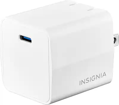 Best Buy Plus and Total Members: Insignia - 65W USB-C Wall Charger for MacBook Pro, iPad, iPhone, Apple Watch, Samsung Smartphones & More - White
