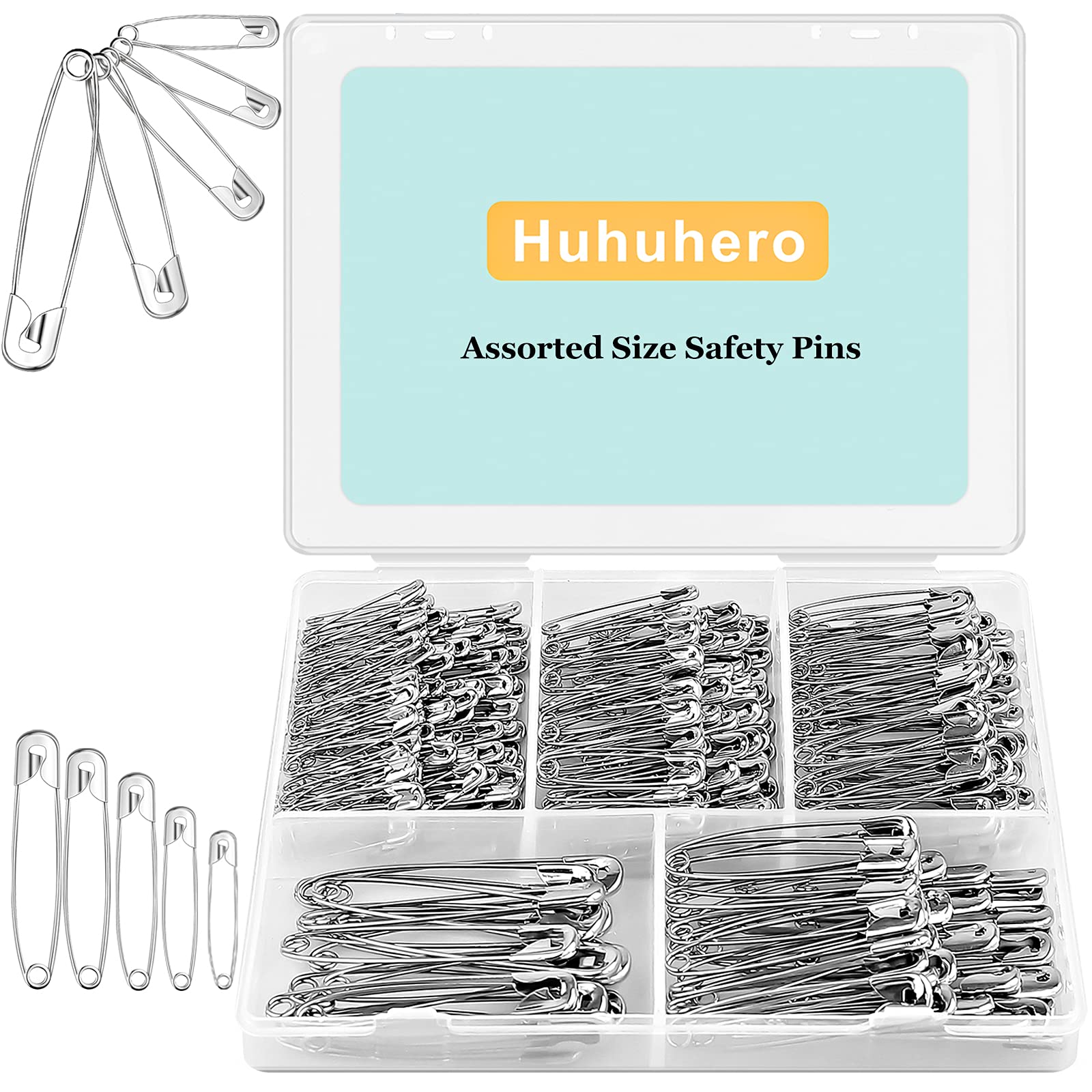 Safety Pins Assorted, 340-Pack 5 Different Sizes Large Safety Pins Heavy Duty Safety Pin, Safety Pins for Clothes Pins, Small Safety Pins for Sewing, Crafts $5.59