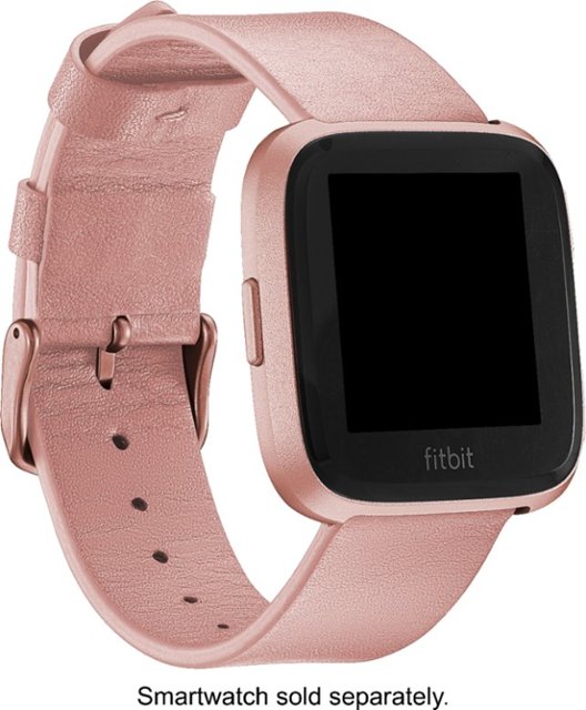 Platinum™ - Leather Watch Band for Fitbit Versa 2, Fitbit Versa and Fitbit Versa Lite - Pink $7.99