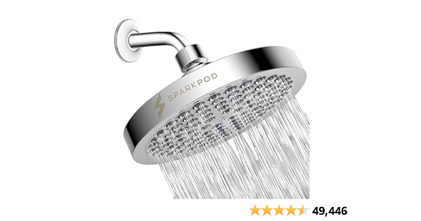 SparkPod Shower Head - High Pressure Rain - Premium Quality Luxury Design - 1-Min Install - Easy Clean Adjustable Replacement for Your Bathroom Shower Heads (Luxury Polis - $17.47