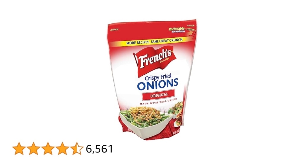 French's Original Crispy Fried Onions, 24 oz - One 24 Ounce Bag of Crunchy Fried Onions to Sprinkle on Salads, Potatoes, Chicken, Burgers and Green Bean Casseroles - $4.23