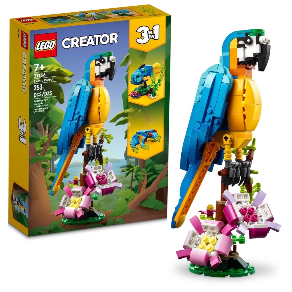 LEGO Creator 3 in 1 Exotic Parrot to Frog to Fish Animal Figures Building Toy, Creative Toys for Kids Ages 7 and Up, 31136 - $15