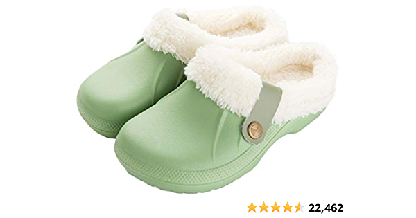 ChayChax Waterproof Slippers Women Men Fur Lined Clogs  Warm House Slippers Indoor Outdoor Mules - $25.99