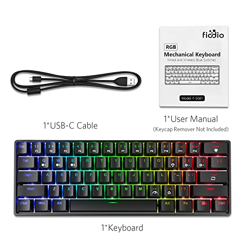 Fiodio 61 Keys RGB Bluetooth, USB-C Mechanical Keyboard Blue Switches $26.84 at Amazon