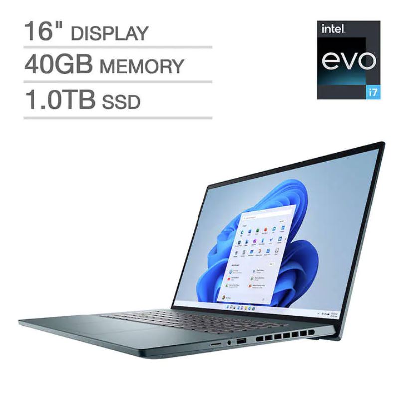 Dell Inspiron 16" Intel Evo Platform Laptop - 12th Gen Intel Core i7-12700H 40GB RAM 3K Display $1099.99