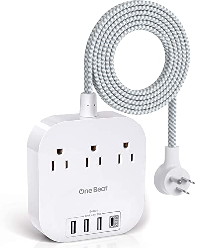 Power Strip with USB C, 3 Outlets 4 USB Ports (22.5W/4.5A) Desktop Charging Station, Flat Plug, 5ft Braided Extension Cord, Non Surge Protector, ETL Listed $19.99 - $11.88